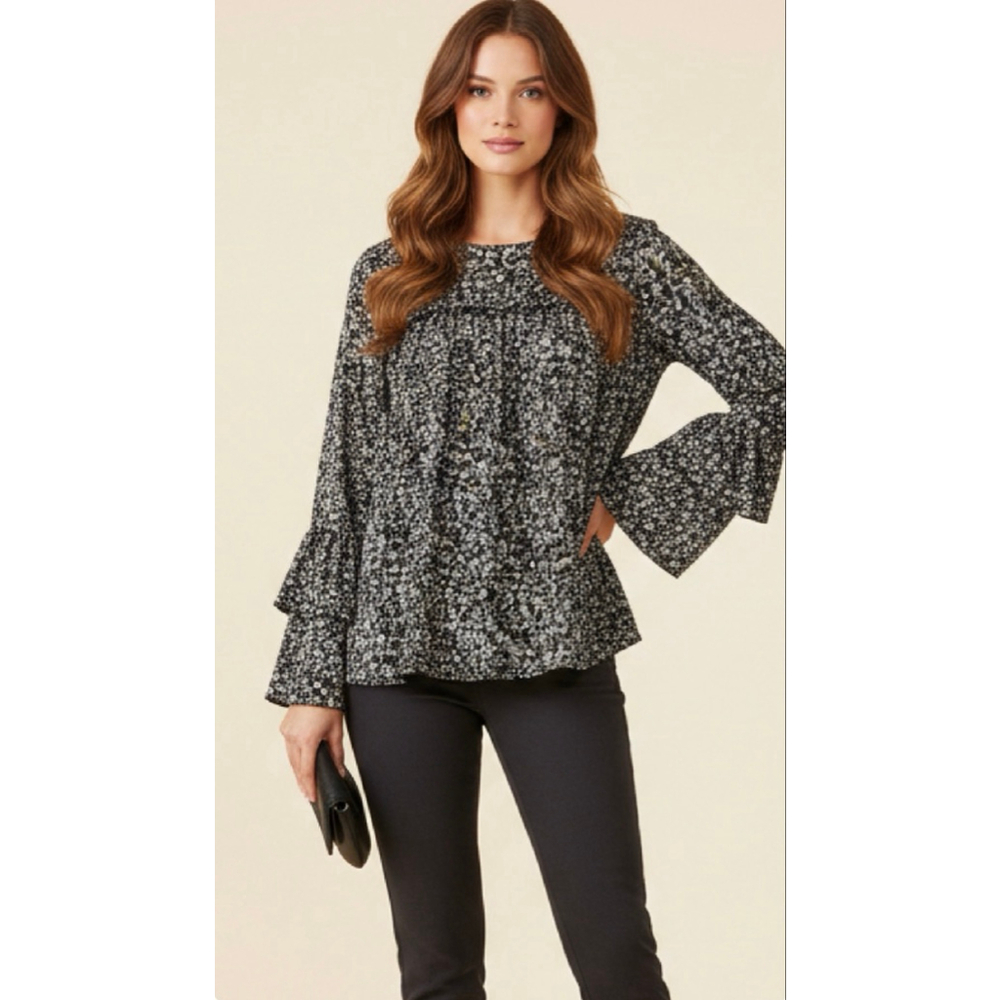 Michael Kors Blue White Floral Tunic Top M